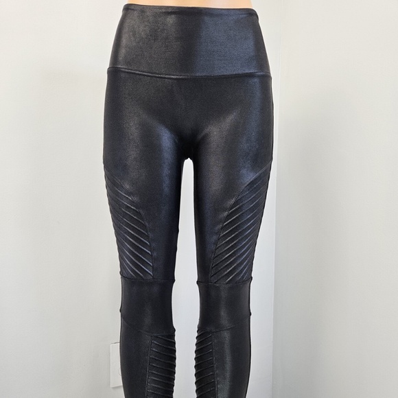 SPANX Faux Leather Moto Leggings | Size Medium - Picture 3 of 8